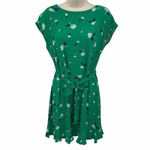 Popsugar Floral Tie Waist Green Short Dress  XS